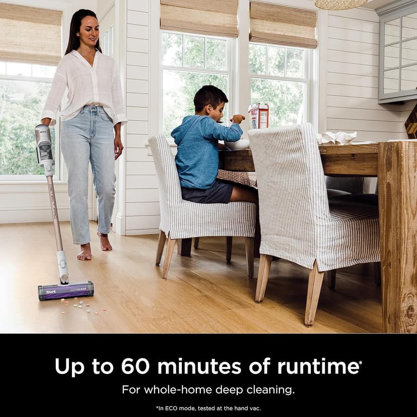 Shark Detect Clean & Empty Auto-Empty System - Lightweight Cordless Vacuum Cleaner with HEPA Filter, Portable Handheld Attachment, Crevice Tool, Ideal Stick Vacuum for Pet Hair, White, IW3511