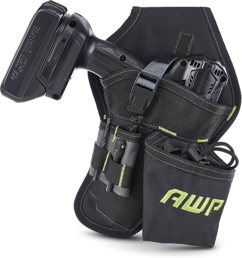 AWP Electrician Tool Pouch, Premium Professional Multi-Pocket Utility Bag Organizer, Durable Leather Work Pouch for Men’s Tool Belts and Construction Jobs, 1LC-412-RL-3