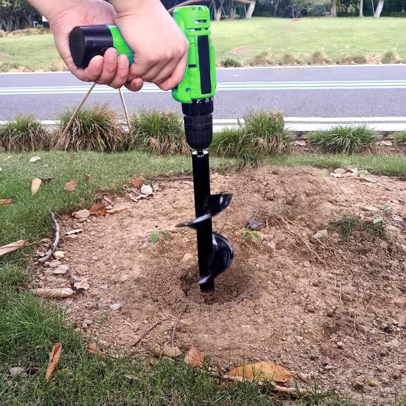 SYITCUN Auger Drill Bit for Planting - 4"X12" Heavy-Duty Garden Auger Spiral Drill Bit - Bulb Planter Tool & Post Hole Digger - 3/8" Hex Drive Drill