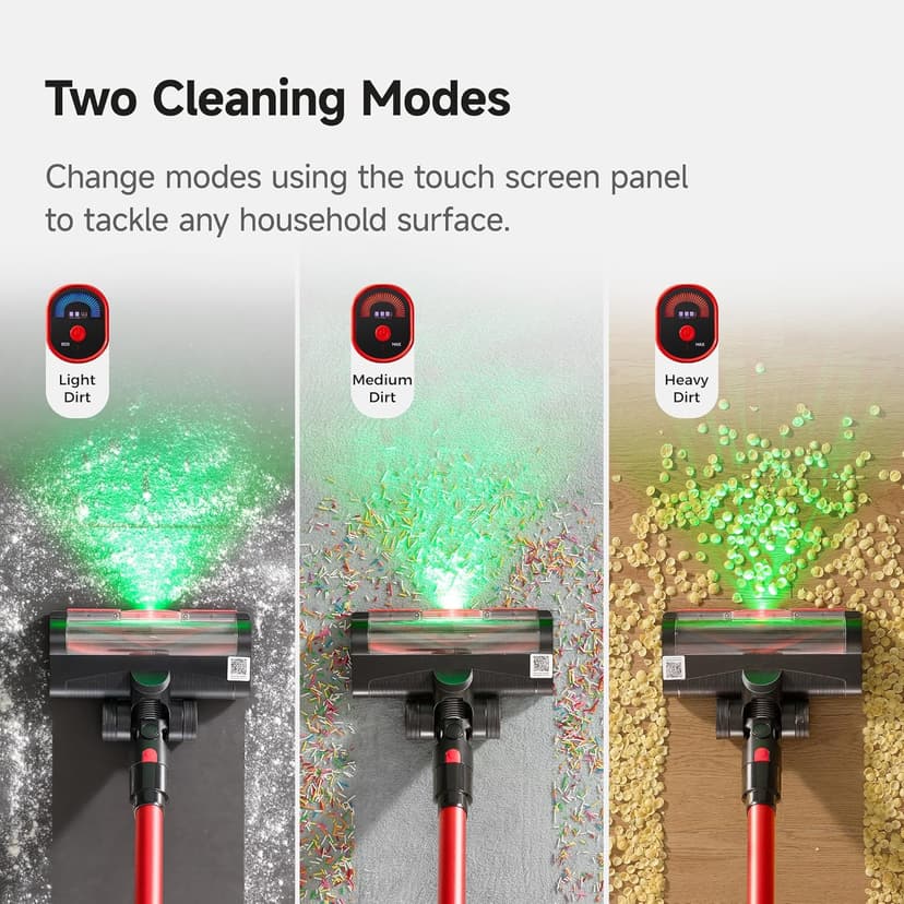 uwant Cordless Vacuum Cleaner 35Kpa Powerful Suction Wide Green Headlight Vacuum Cleaner for Home Pet Hair Anti-Tangle HEPA Lightweight Handheld Vacuum for Carpet Hard Floors (Black)