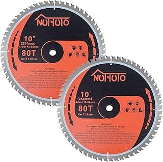 2 Pack 10" 80T Circular Saw Blade, Saw Blade Arbor Size 5/8-inch, TCT ATB for Cutting Wood, Plastic, PVC, Acrylic,by NUTTUTO