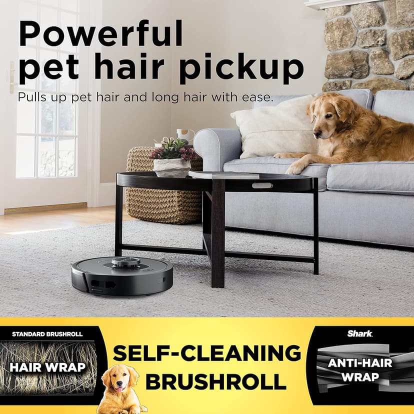 Shark RV2310 Matrix Robot Vacuum with Self-Cleaning Brushroll for Pet Hair, No Spots Missed on Carpets and Hard Floors, Precision Home Mapping, Wi-Fi Black/Silver, 0.5 Quarts