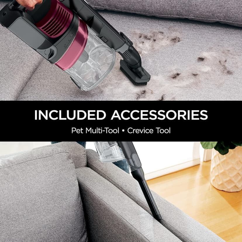 Shark IZ163H Pet Plus Cordless Stick Vacuum with Self-Cleaning Brushroll and HEPA Filter, Lightweight Deep Cleaning Vacuum for Carpet and Hard Floors, Folds for Easy Storage, 40-min Runtime, Raspberry