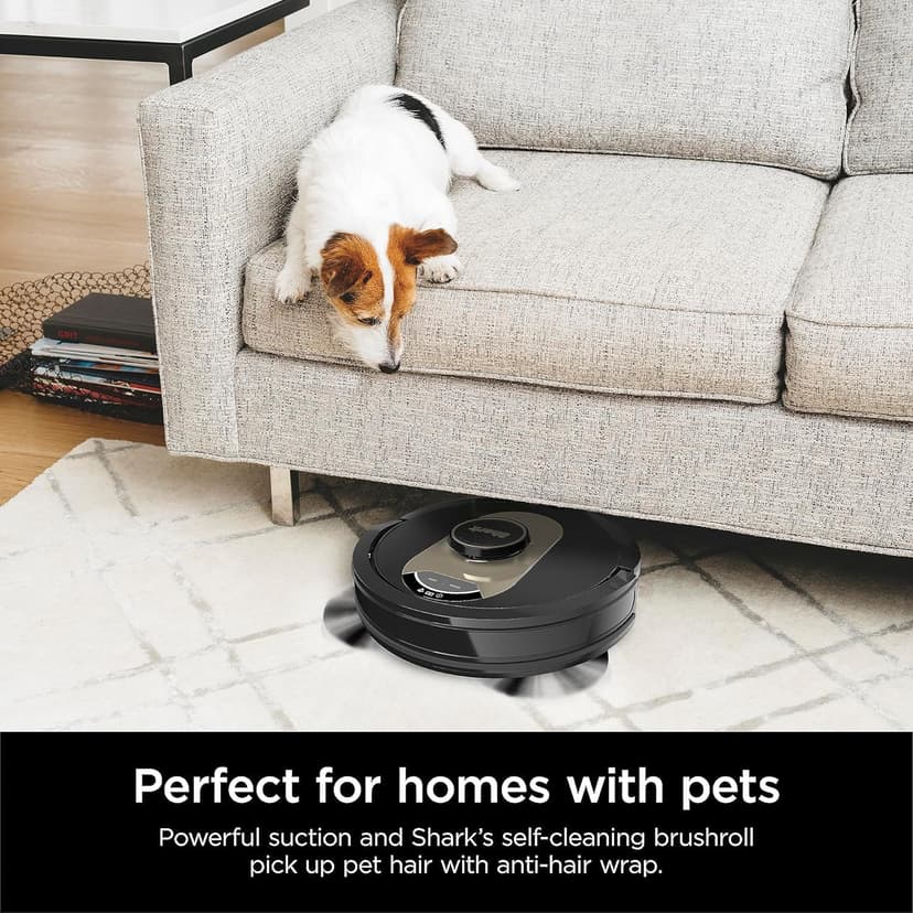 Shark AV2501AE AI Robot Vacuum with XL HEPA Self-Empty Base, Bagless, 60-Day Capacity, LIDAR Navigation, Perfect for Pet Hair, Compatible with Alexa, Wi-Fi Connected, Carpet & Hard Floor, Black