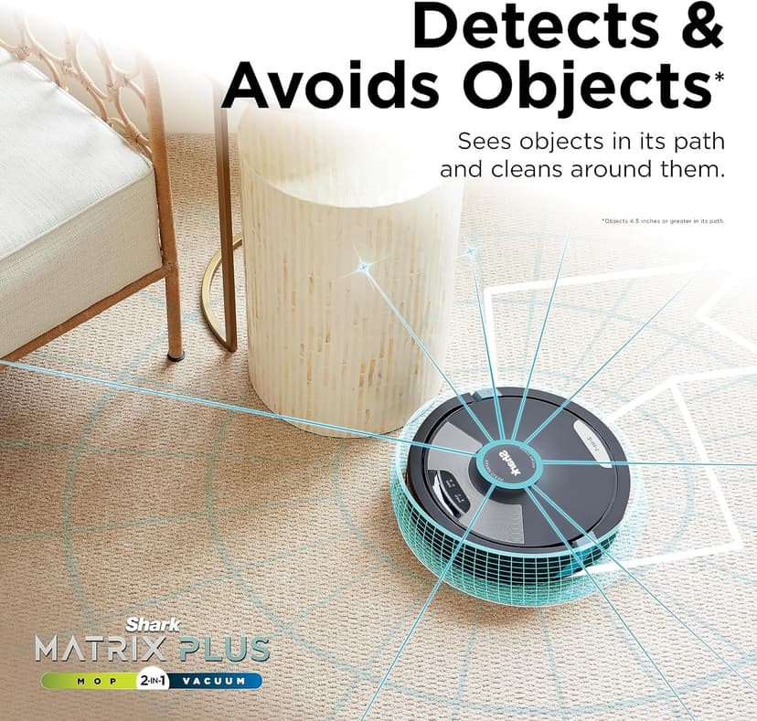 Shark Matrix Plus 2in1 Robot Vacuum & Mop with Sonic Mopping, Matrix Clean, Home Mapping, HEPA Bagless Self Empty Base, CleanEdge, for Pet Hair, Wifi, Black/Silver (RV2610WA)