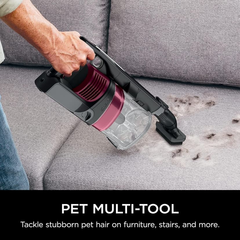 Shark IZ163H Pet Plus Cordless Stick Vacuum with Self-Cleaning Brushroll and HEPA Filter, Lightweight Deep Cleaning Vacuum for Carpet and Hard Floors, Folds for Easy Storage, 40-min Runtime, Raspberry