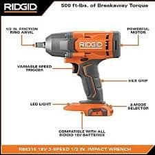 RIDGID 18V Cordless 1/2 in. Impact Wrench Kit with 4.0 Ah Battery and Charger