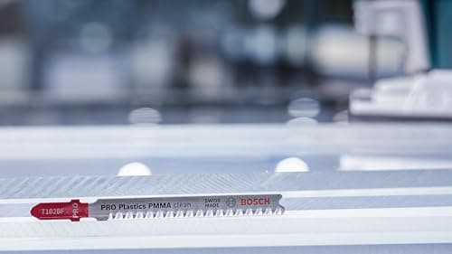 Bosch 2 x PRO Plastics PMMA Clean T102BF Jigsaw Blade (for Plastic, Plastic, Length 92 mm, Professional Accessories Jigsaw)