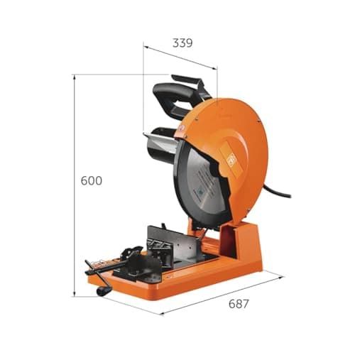 Slugger by Fein 14" Metal Cutting Saw - High Torque Low-Speed Motor, Precision Bevel Cuts, Cast Aluminum Base, Integrated Chip Collection, Ergonomic Handle - 72905361120