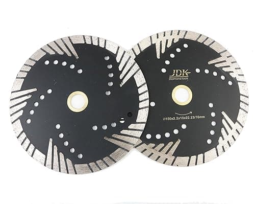 6 Inch Turbo Diamond Saw Blade for Cutting Granite Deep Triangle Cutting Disc for Stone Masonry Brick Block Concrete with 7/8’’-5/8’’ Arbor