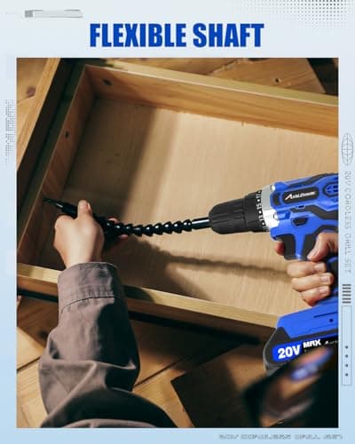 AVID POWER 20V MAX Power Drill Kit, Cordless Drill Set with Battery and Charger, 2 Variable Speed, 3/8-Inch Keyless Chuck, 19 Position and 22pcs Bits - Blue