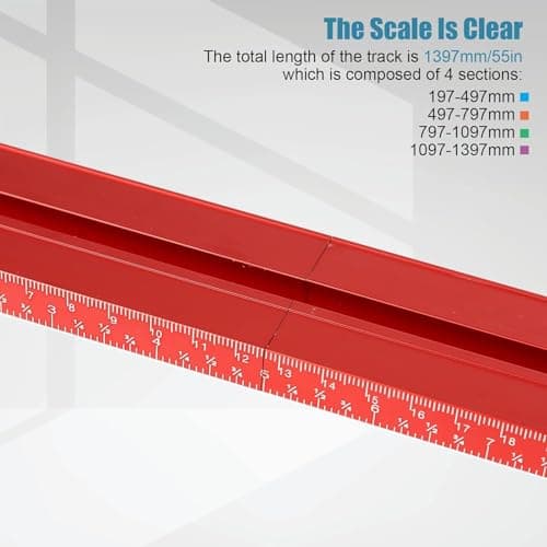 Updated Version Parallel Rail Guide System, Woodworking Track Saw Guide Rail Joining Set Aluminium Alloy Circular Saw Track Set Fixed Guide Rail Bracket Universal T-Track Auxiliary Tool (Red)
