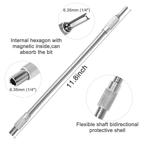 Guyuyii Flexible Drill Bit Extension and 2 Right Angle Drill Attachment Set – For DIY, Technicians and Homeowners, Ideal for Appliance Repair, Furniture and Plumbing, Compatible with Cordless Drills
