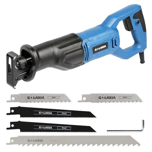 Reciprocating Saw, 6Amp 2800RPM Variable Speed Reciprocating Saw with 4/5"(20mm) Stroke Length, 3Pcs Blades for Wood, Soft Metal, PVC Pipe Cutting