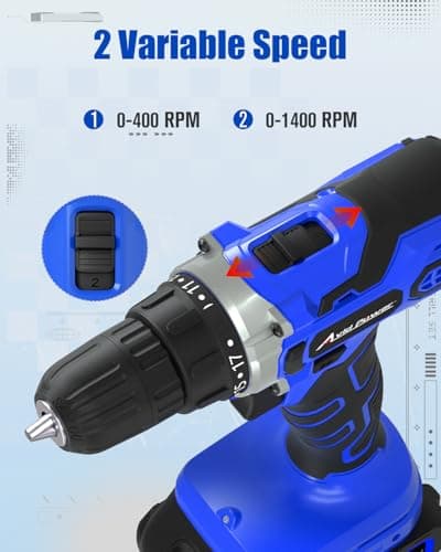 AVID POWER 20V MAX Power Drill Kit, Cordless Drill Set with Battery and Charger, 2 Variable Speed, 3/8-Inch Keyless Chuck, 19 Position and 22pcs Bits - Blue