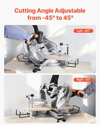 VEVOR Sliding Compound Miter Saw, 12-Inch Blade, 15 Amp Motor, 60-Tooth, Corded Double Bevel Sliding Miter Saw, LED Precision Alignment, Angle Adjustable, for Wood, Composite Decking, Laminates