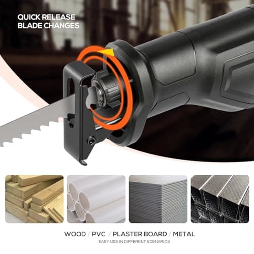 120V Reciprocating Saw, 6.0 Amp Variable Speed Corded Reciprocating Saw with 4/5" Stroke Length, 3000 SPM and 4-1/2" Max for Wood, Metal, PVC Pipe Cutting