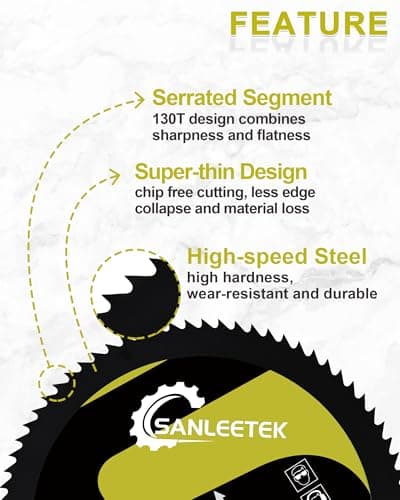 HSS Circular Saw Blade 5-1/2 Inch 130 Tooth SANLEETEK Cutting Plywood, OSB, Paneling, Vinyl Siding, Non-Ferrous Metals, Plastic, Copper, Aluminum with 5/8" Arbor, with 1/2" 3/8" Washer - 3 Pack