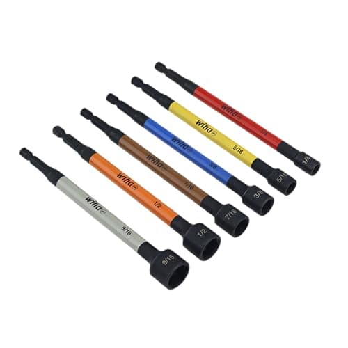 Wiha 70486 Color Coded Magnetic Nut Setter SAE 6 Pc. Set