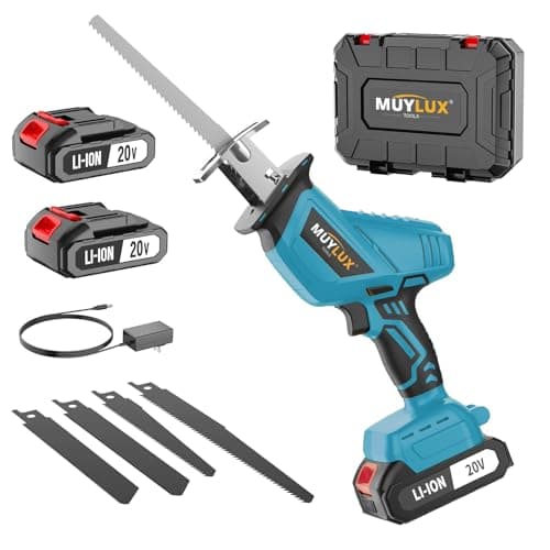 Cordless Reciprocating Saw 20V with 2 Batteries & Charger, Variable Speed 0-3000SPM, Tool-Free Blade Change, Includes 4 Saw Blades for Wood, Metal, PVC and Tree Cutting