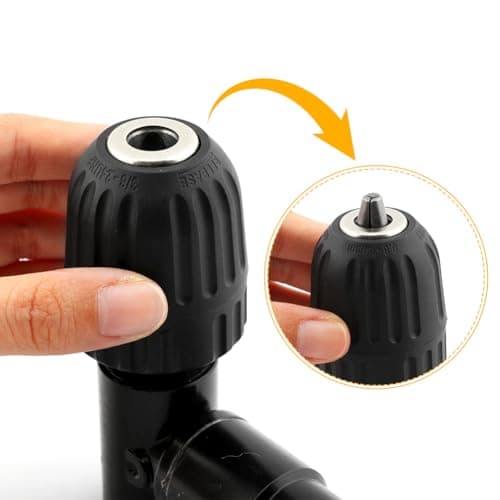 Right Angle Drill Attachment 90° Adapter - 0.8-10mm Keyless Chuck for Tight Corners, Fits Electric Drills, Impact Drivers & Screwdrivers - Great for Home Repairs & Metalworking