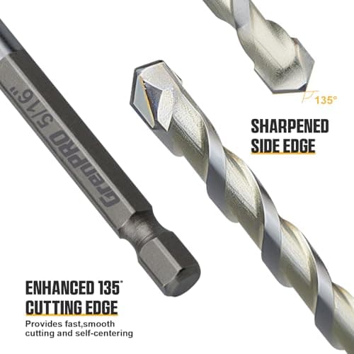 Concrete Drill Bit Set, 8 PCS Masonry Drill Bit Set for Concrete 5/32"-3/8", Industrial Carbide Drill Bits, Shockproof Hex Shank Hammer Drill Bit Set for Cement/Porcelain Tile/Brick/Class/Plastic