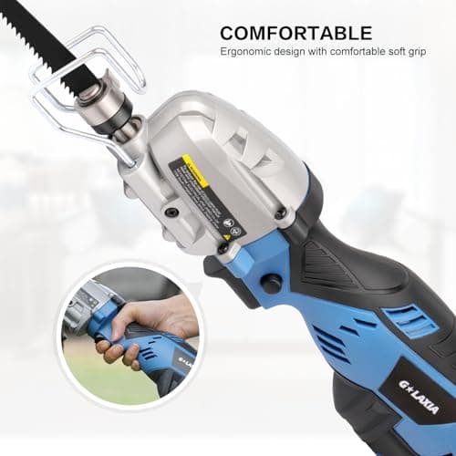 Reciprocating Saw, 5Amp 3000SPM Variable Speed Reciprocating Saw with 1/2" Stroke Length, 6Pcs Blades for Wood, Soft Metal, PVC Pipe Cutting