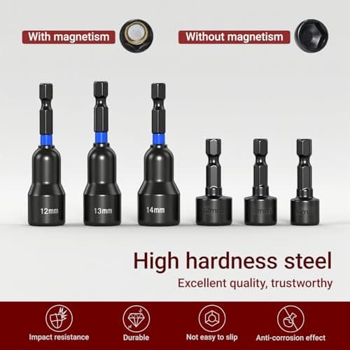 39-Piece Magnetic Nut Driver Set, Includes Metric & SAE Impact Driver Bit Set, Bit Extension & Drill Bit Adapter | 1/4" Hex Shank | Cr-V Steel, Screwdriver Bits, Bit Holder, Slotting Tool Box