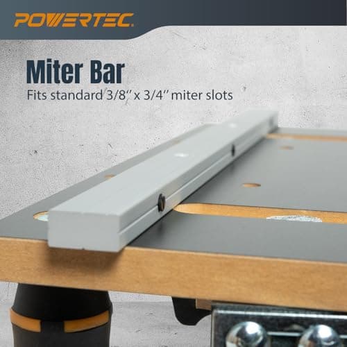 POWERTEC Table Saw Tapering Jig, Small Parts Taper Jig with 3/4" x 3/8" Miter Bar, Adjustable Hold Down Clamp, Non-Slip Grip Strips, Ergonomic Handle - Table Saw Jig Accessories (71875)