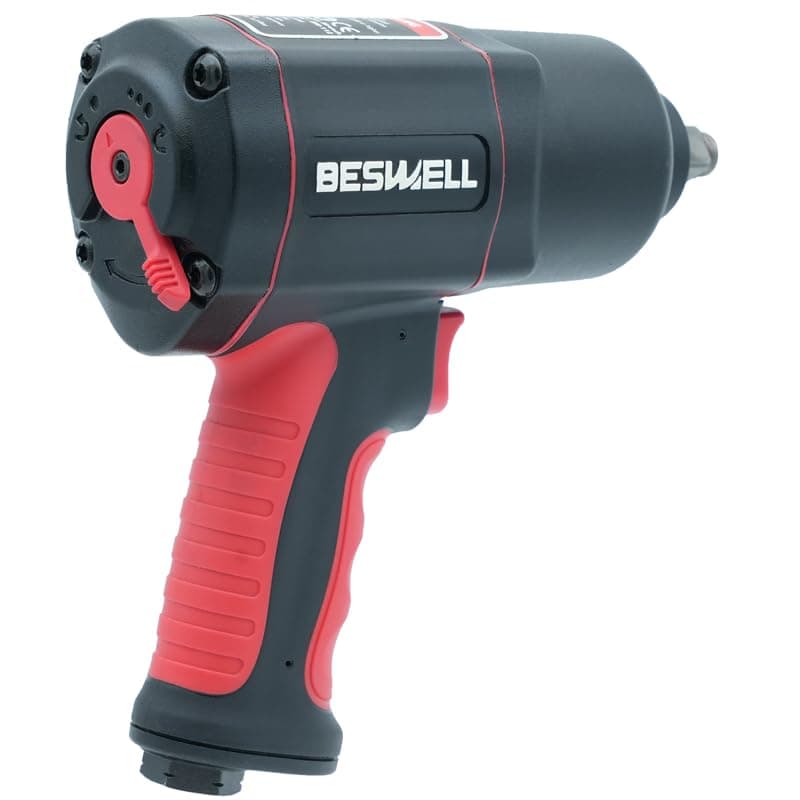 Beswell® 1/2-Inch Air Impact Wrench-1180 Foot-Pounds Max Loosen Torque Output-Well Balanced Lightweight 4.6Lbs-Includes 5-Pieces CR-V Steel SAE Impact Sockets Set & Carrying Case