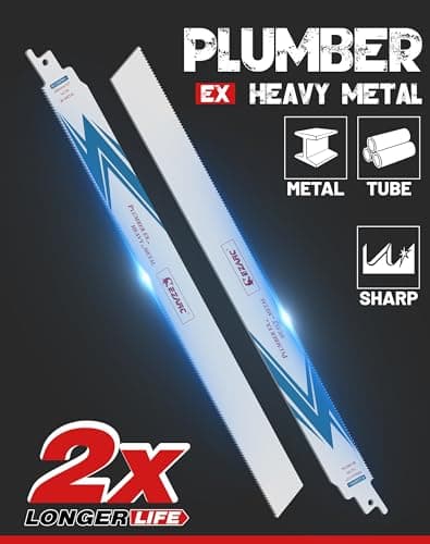 EZARC Reciprocating Saw Blade Bi-Metal Cobalt Sabre Saw Blades for Heavy Metal Cutting 12-Inch 14TPI R1226PM+ (5-Pack)
