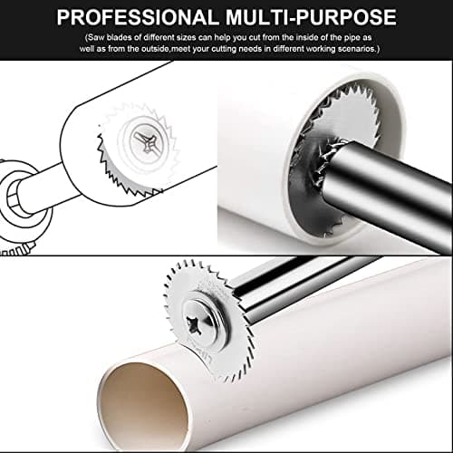 LitKiwi PVC Pipe Inside Cutter(4Pcs Saw Blades) with 1/4" Hex Shank,Plumbing Inside Cutter Internal Plastic Pipe Cutter,1-1/4" & 1-3/4" Or Larger Diameter, with Wire Saw