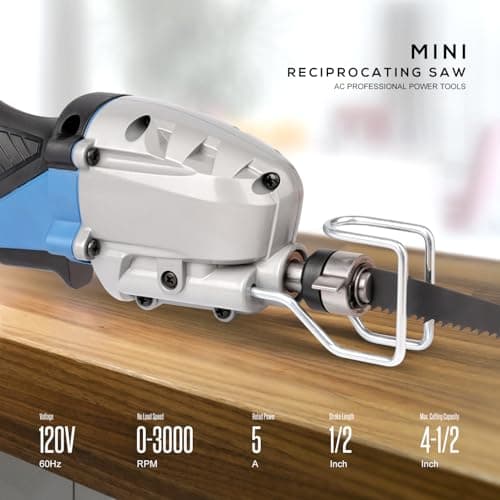 Reciprocating Saw, 5Amp 3000SPM Variable Speed Reciprocating Saw with 1/2" Stroke Length, 6Pcs Blades for Wood, Soft Metal, PVC Pipe Cutting