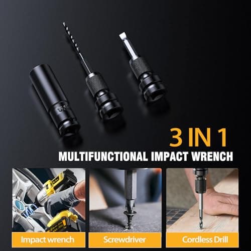 1/2 inch Cordless Impact Wrench,650Ft-lbs (800N.m) Brushless Power Impact Driver,3000RPM High Torque Impact Gun,2x 4.0 Battery, 5 Sockets,8 Drill,6 Screws for Home Car Tires Truck Mower