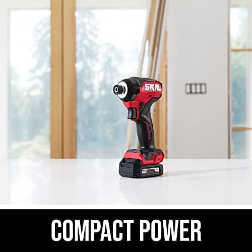 SKIL PWR CORE 12 Brushless 12V 1/4 In. Hex Compact Impact Driver Kit with 3-Speed & Halo Light & One-handed collet Including 2.0Ah Lithium Batteries and PWR JUMP Charger -ID6744A-10