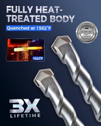 COMOWARE Rotary Hammer Drill Bits Set & Chisels- SDS Plus Concrete Masonry Hole Tool 17pcs with Storage Case