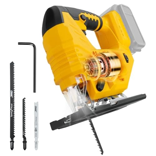 Cordless Jig Saw for Dewalt 20v Battery, Brushless Jigsaw with LED Light, 7 Variable Speed, 45° Beveled Cuts, 4 Orbital Settings, 3 Jigsaw Blades for Wood/Metal Cutting