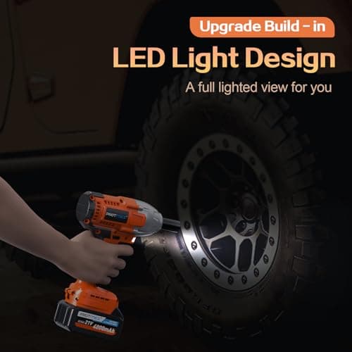 Cordless Impact Wrench, 665Ft-Ibs (900N.m) 1/2" Electric Impact Wrench, 21V Power Impact Drill with 2x 4.0Ah Battery, 6 Sockets, 8 Drill, 6 Screws, Impact Gun Variable Speeds for Car/Truck/Mower