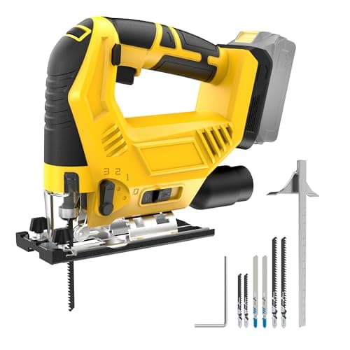 Cordless Jig Saw Compatible with Dewalt 20v Max Battery(No Battery) Brushless Jigsaw, Variable Speed, 45° Beveled Cuts, 3 Orbital Action, with Jigsaw Blades for Straight/Curve/Circle Cutting