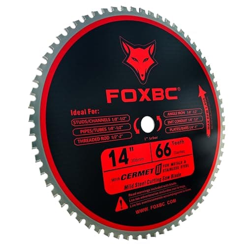 FOXBC 14 Inch Metal Steel Cutting Saw Blade 66 Tooth for Evolution 14 Inch Chop Saw and Other, Cermet Carbide Up to 5X Longer Life