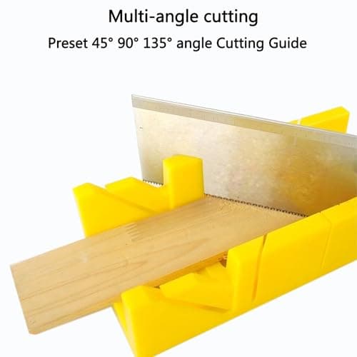 Mitre Box and Saw Set for Crafting,12 Inch Mitre Box with 14 Inch Back Saw,Reinforced Steel Back Saw for Woodworking,Preset Cutting Box with 45 Degree Cutting Guide for Molding Trim