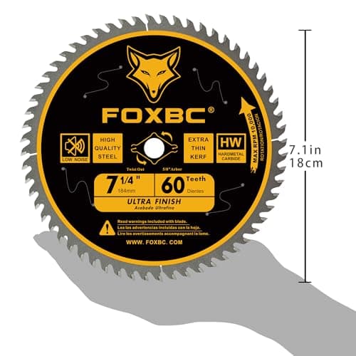 FOXBC 7-1/4" Circular Saw Blade Ultra Fine Finish 60-Tooth, Replacement for Freud Diablo D0760A D0760X, DeWalt DWA171460 Circular Saw Blade