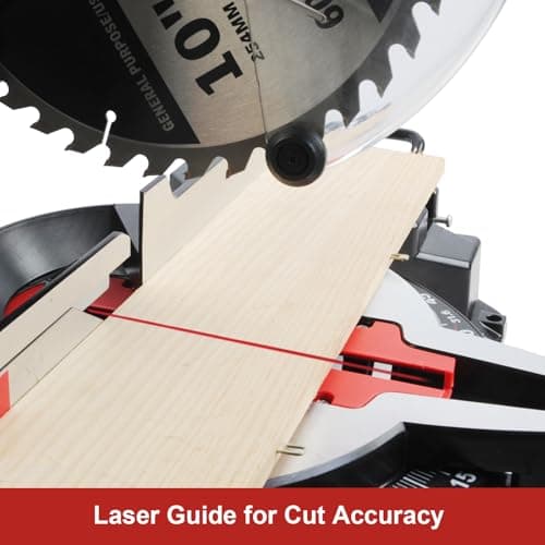 2025 Upgrade Miter Saw 10”, Chop Saws For Woodworking With 15-Amp Power Motor, 40t Tct Blade, 0-45°Mitre & Bevel, Compound Miter Saw For All Skill Levels Wood Work