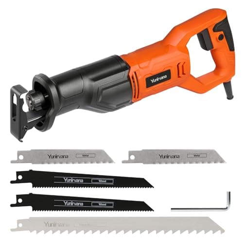 120V Reciprocating Saw, 6.0 Amp Variable Speed Corded Reciprocating Saw with 4/5" Stroke Length, 3000 SPM and 4-1/2" Max for Wood, Metal, PVC Pipe Cutting