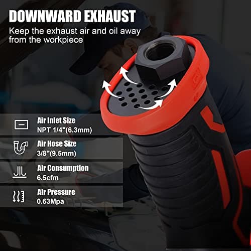 XIIW 1/2 Inch Air Impact Wrench, Max Torque 1560 ft-lbs, lightweight 4.4 lb Design, Heavy Duty 8000RPM 1/2 Air Impact Gun Driver, Twin Hammer Pneumatic Tool for Automobile Repair