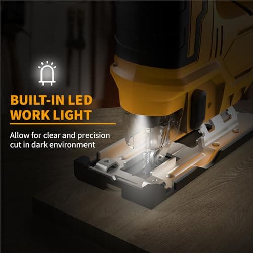 Jig saw compatible with Dewalt 20V Battery (Battery not Included) Cordless Jigsaw with LED Work Light, 0°- 45° Bevel Cuts, 3 Orbital Settings for Straight/Curve/Bevel/Circle Cutting