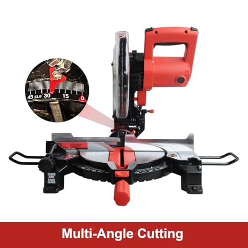 2025 Upgrade Miter Saw 10”, Chop Saws For Woodworking With 15-Amp Power Motor, 40t Tct Blade, 0-45°Mitre & Bevel, Compound Miter Saw For All Skill Levels Wood Work