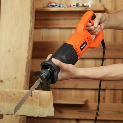 120V Reciprocating Saw, 6.0 Amp Variable Speed Corded Reciprocating Saw with 4/5" Stroke Length, 3000 SPM and 4-1/2" Max for Wood, Metal, PVC Pipe Cutting