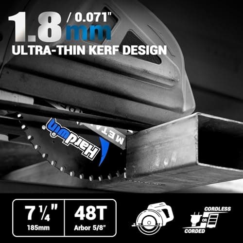 7-1/4 Inch Metal Cutting Saw Blade - 48T Cermet Carbide Tipped for Rebar, Angle Iron, Pipes, Channels - 5/8" Arbor, Low-Heat Spark-Free Thin Kerf Design - Replacement for Diablo D0748CF