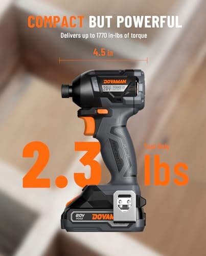 TITANCE X7 20V Cordless Impact Driver, 1/4'' Hex Compact Brushless Driver Kit with 1,770 In-lbs Torque, Battery & Charger Included – Lightweight Electric Screwdriver for Wood, Metal & Auto Repair